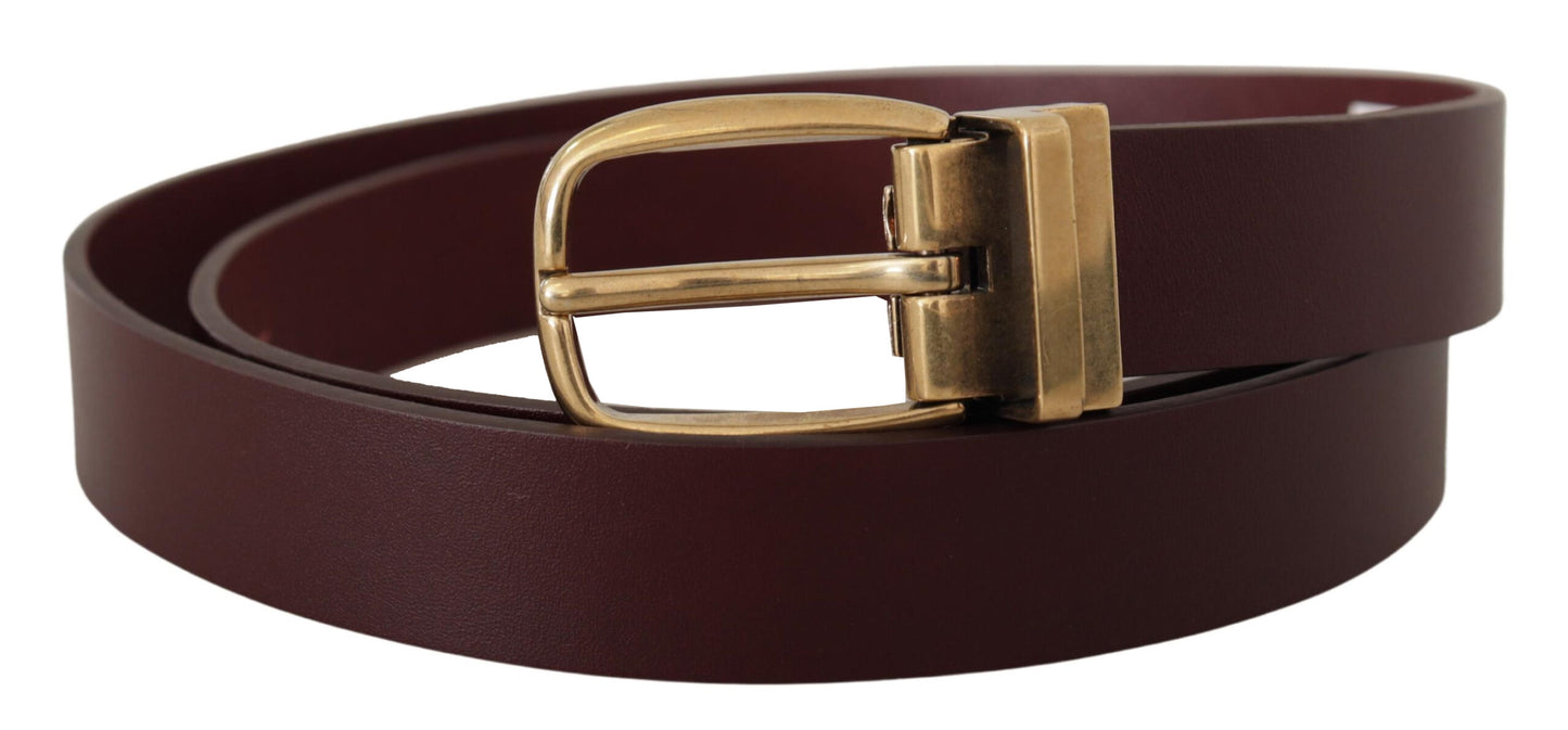 Elegant Brown Leather Belt with Gold Buckle