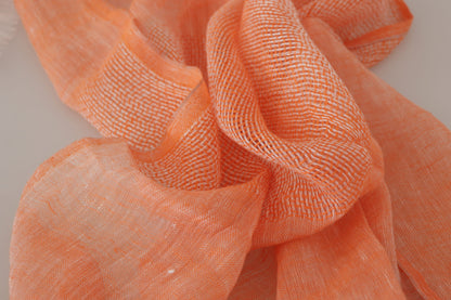 Elegant Orange Linen Shawl Wrap Scarf