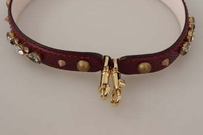 Elegant Python Leather Bag Strap in Bordeaux