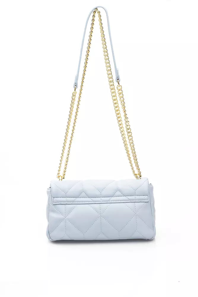 Elegant Light Blue Shoulder Bag with Golden Accents