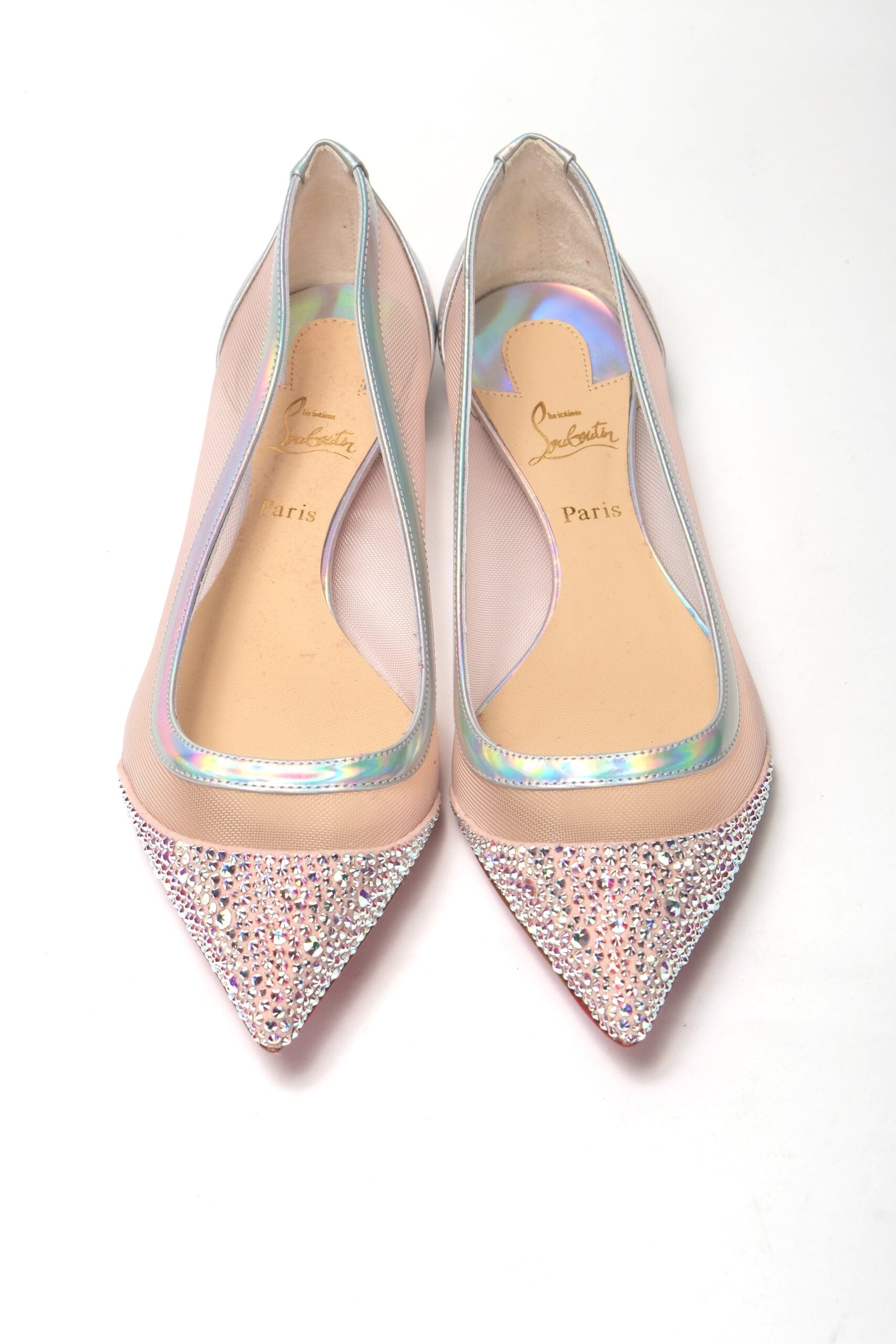 Silver Rose Flat Point Crystals Toe Shoe