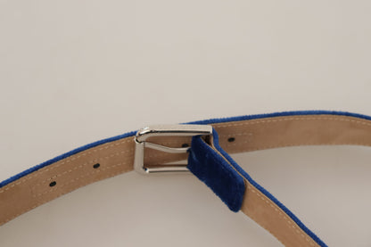 Elegant Velvet Metal-Logo Belt