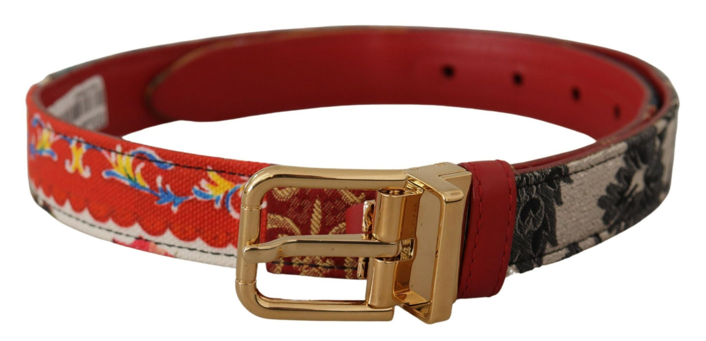 Chic Multicolor Leather Belt with Engraved Buckle