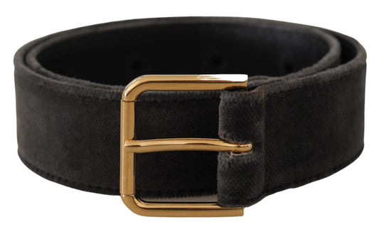 Elegant Velvet Belt with Engraved Buckle