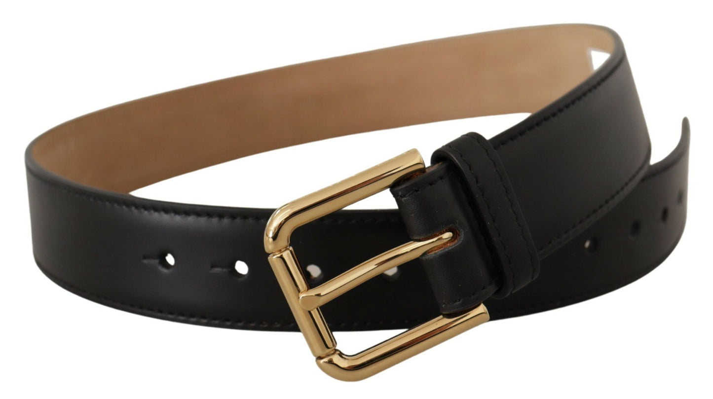 Elegant Leather Belt with Logo Buckle