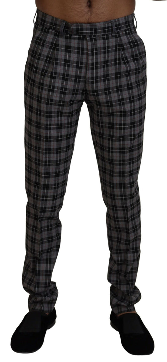 Elegant Gray Checked Gentleman's Chinos