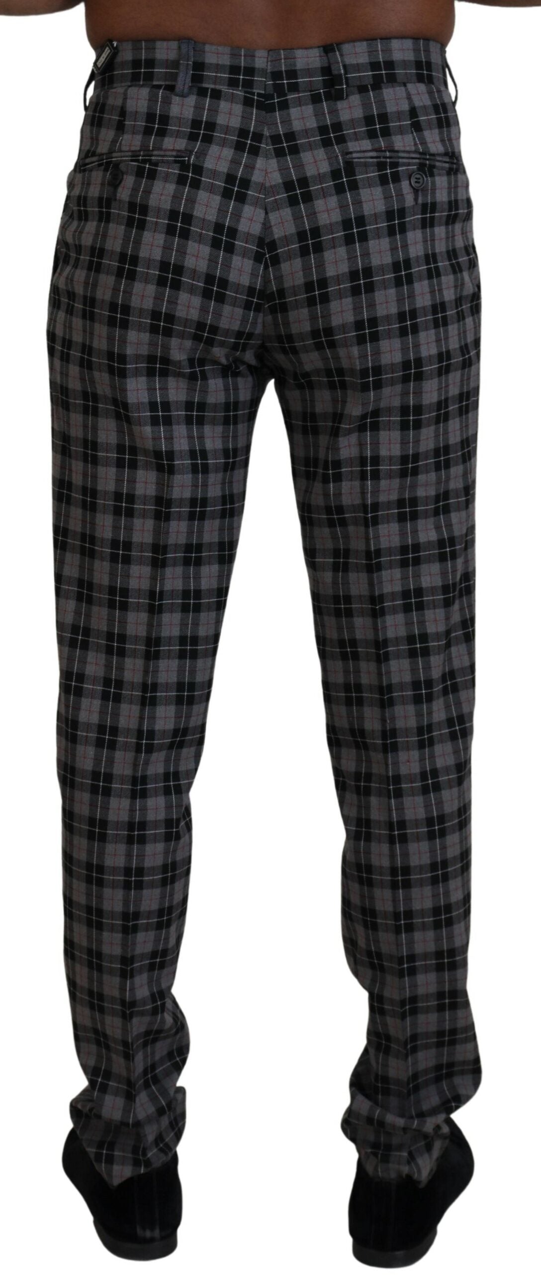 Elegant Gray Checked Gentleman's Chinos