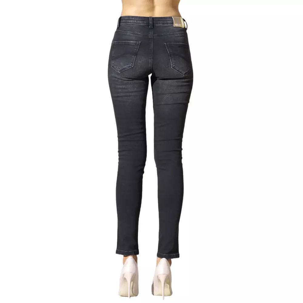 Chic Black Medium Waist Skinny Jeans