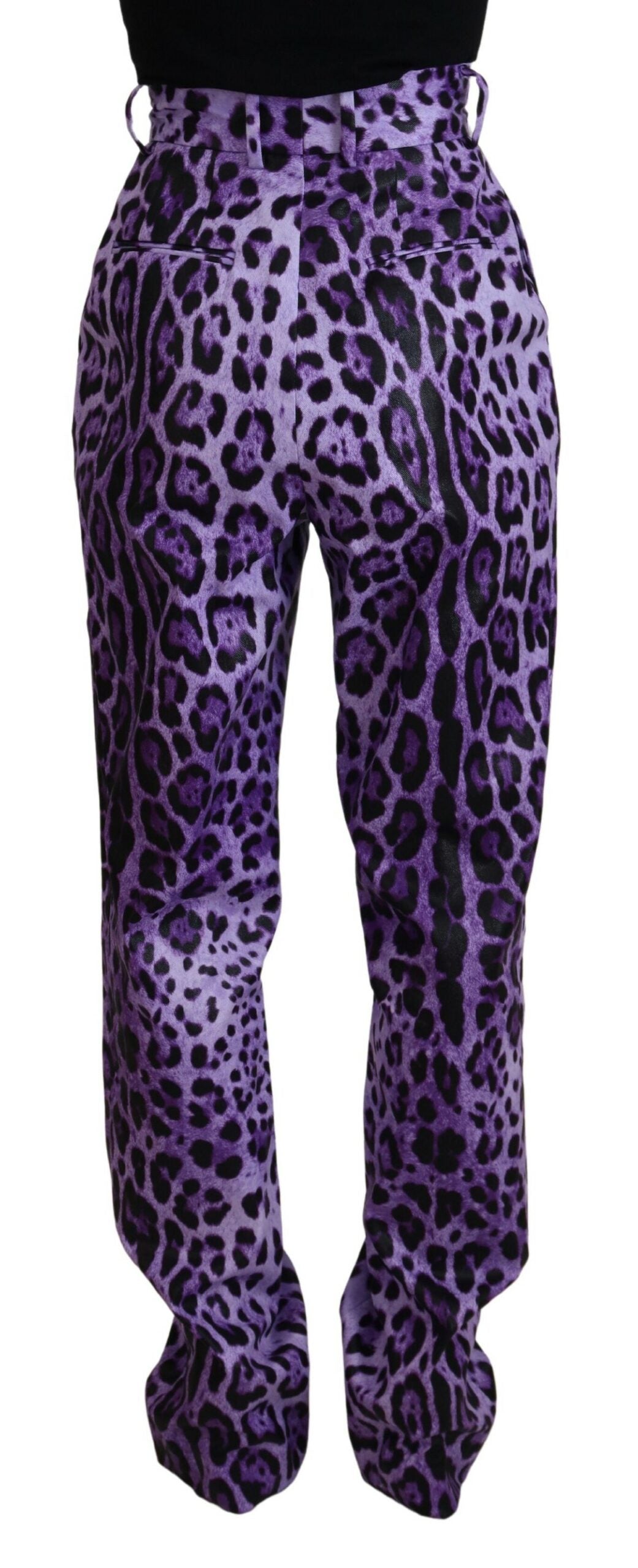 Elegant High Waist Straight Purple Pants