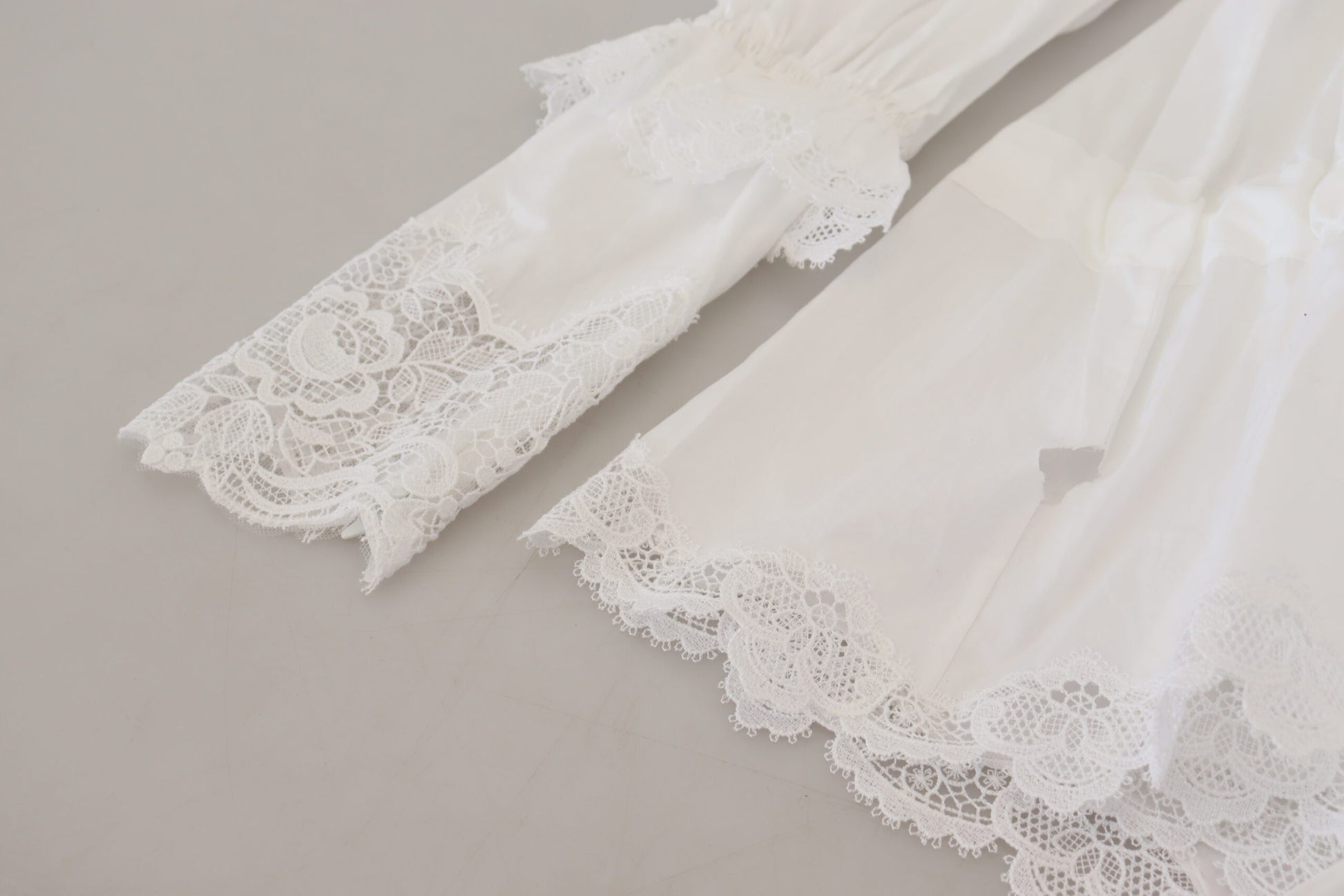 Elegant White Lace Trim Cotton Blouse