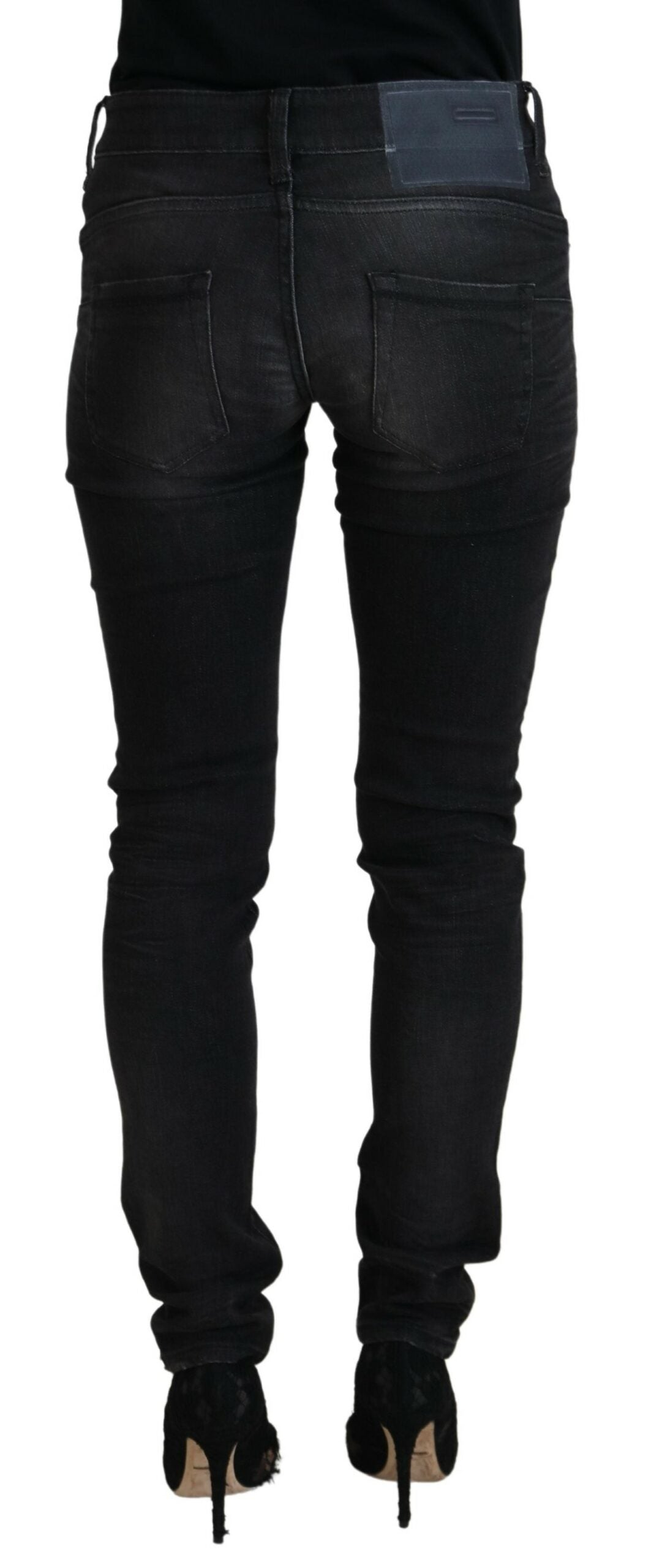 Chic Black Low Waist Straight Leg Jeans