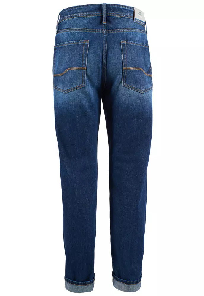 Chic Regular Fit Blue Cotton Jeans for Men