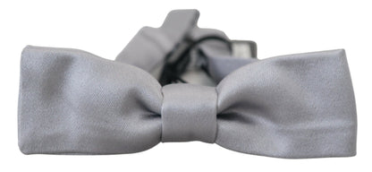 Elegant Gray Silk Bow Tie