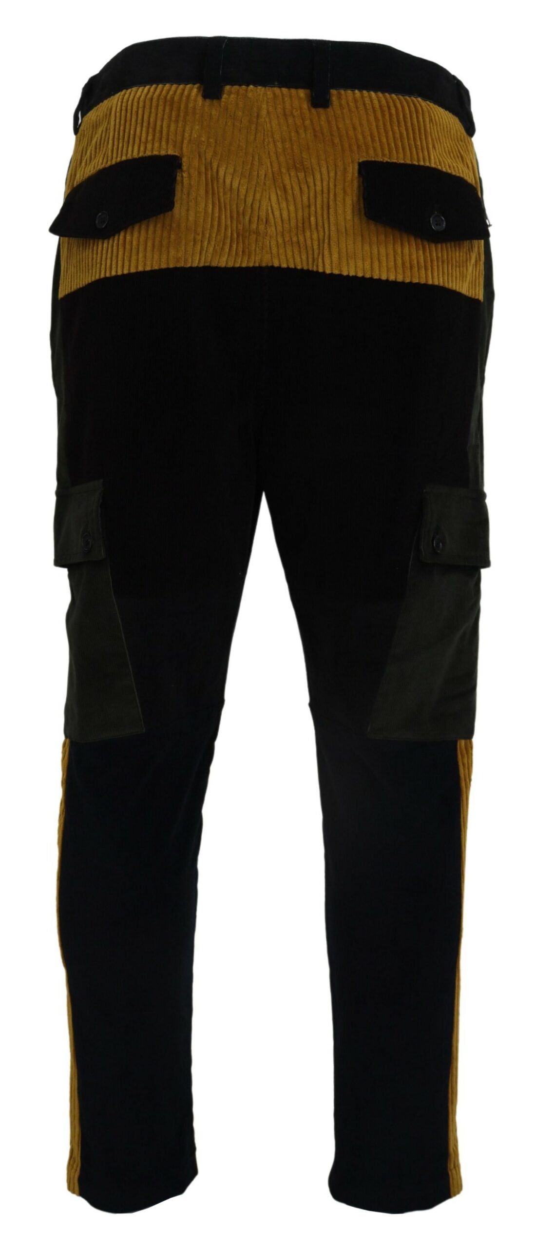 Elegant Black Tapered Trousers with Yellow Accent