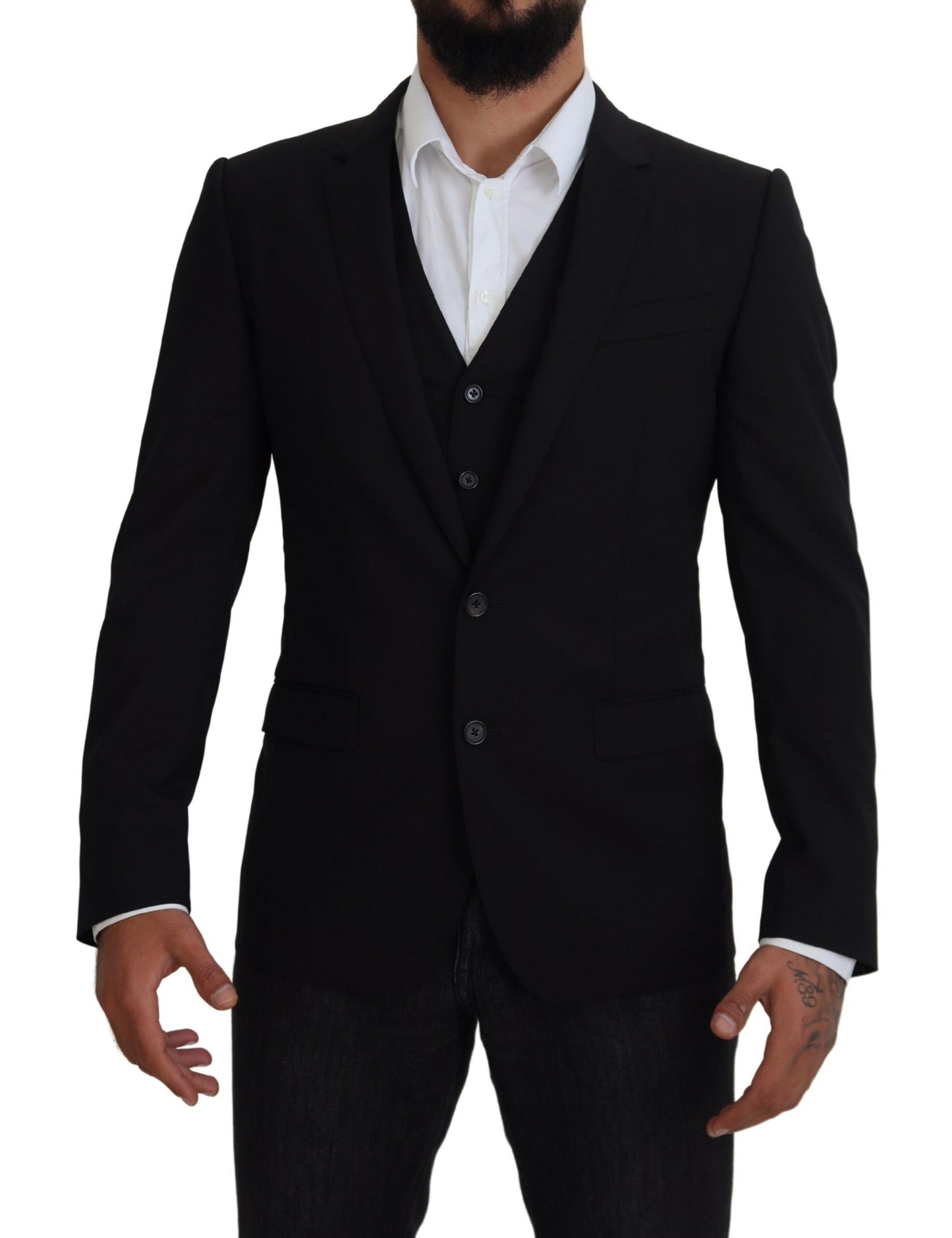 Elegant Black Martini Two-Piece Suit