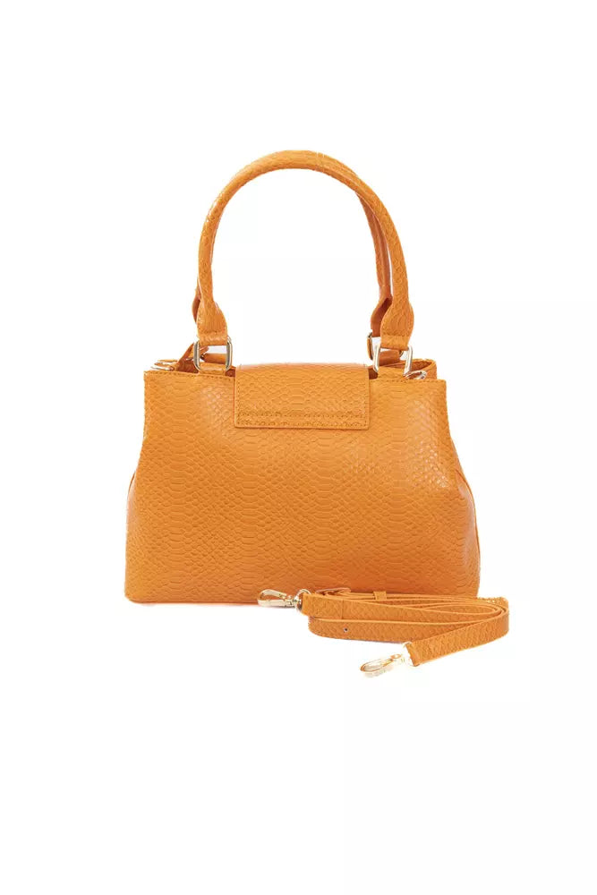 Orange Polyurethane Women Crossbody Bag