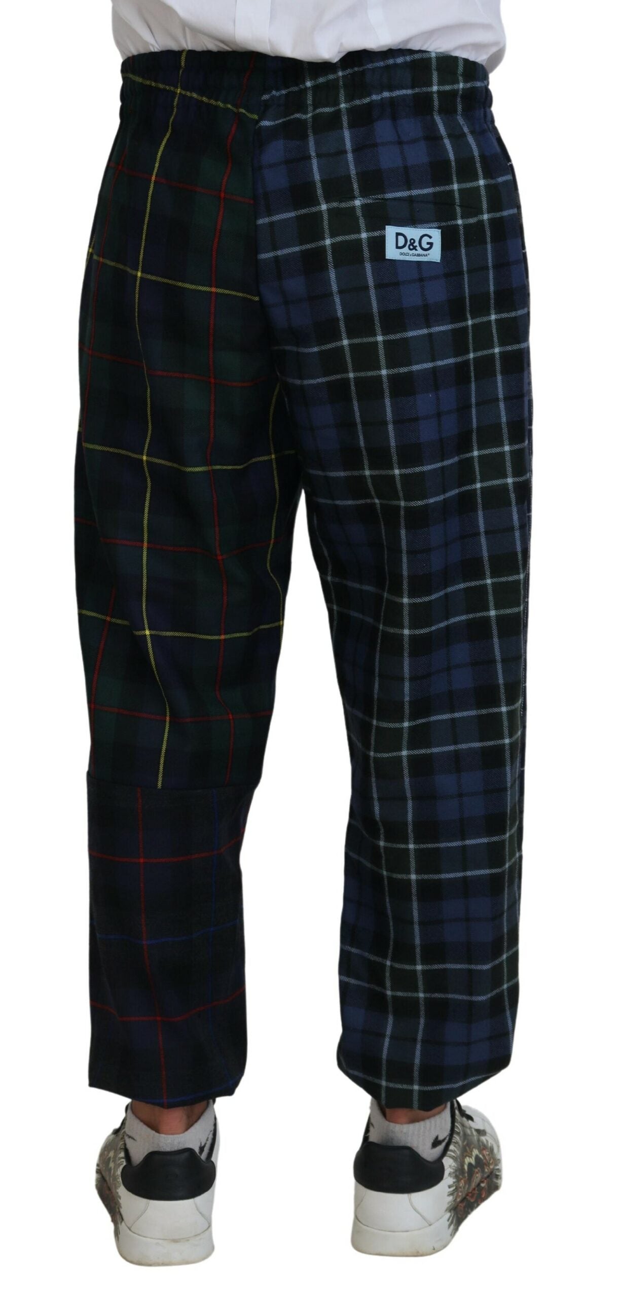 Checkered Wool Blend Jogger Pants