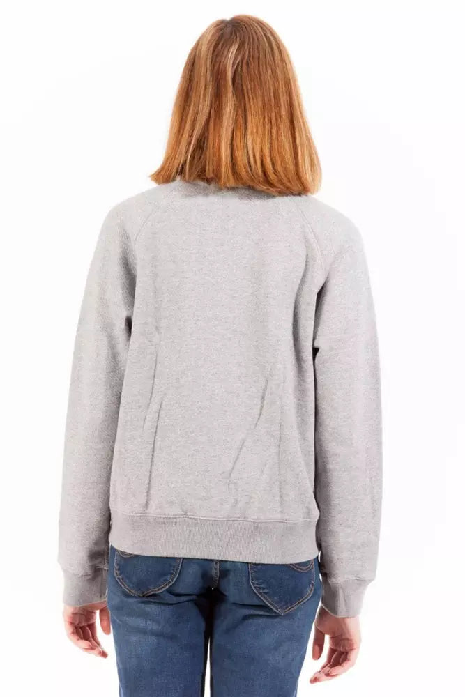 Chic Gray Long Sleeve Zippered Sweatshirt