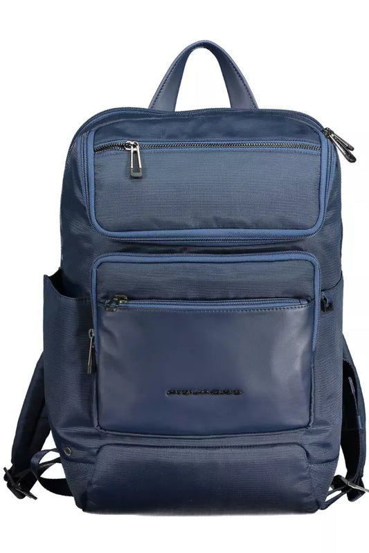 Blue Recycled Polyester Men Backpack