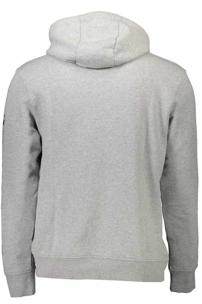 Chic Gray Hooded Sweatshirt with Logo Detail