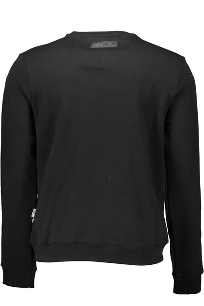 Sleek Black Cotton Sweatshirt with Bold Accents