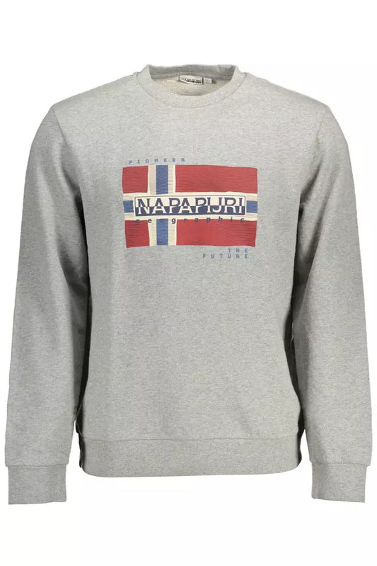 Chic Grey Cotton Sweatshirt with Iconic Print