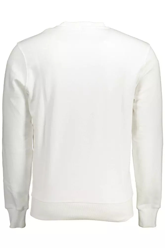 Elegant White Round Neck Cotton Sweatshirt