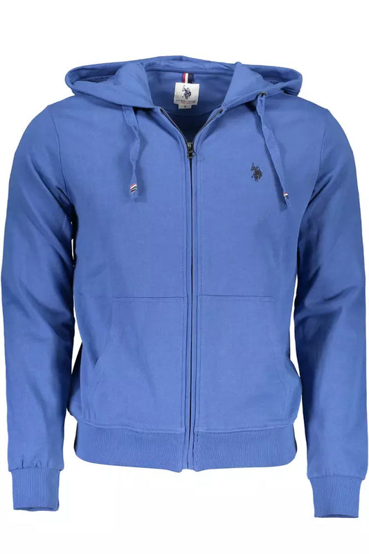 Chic Blue Cotton Hooded Sweatshirt