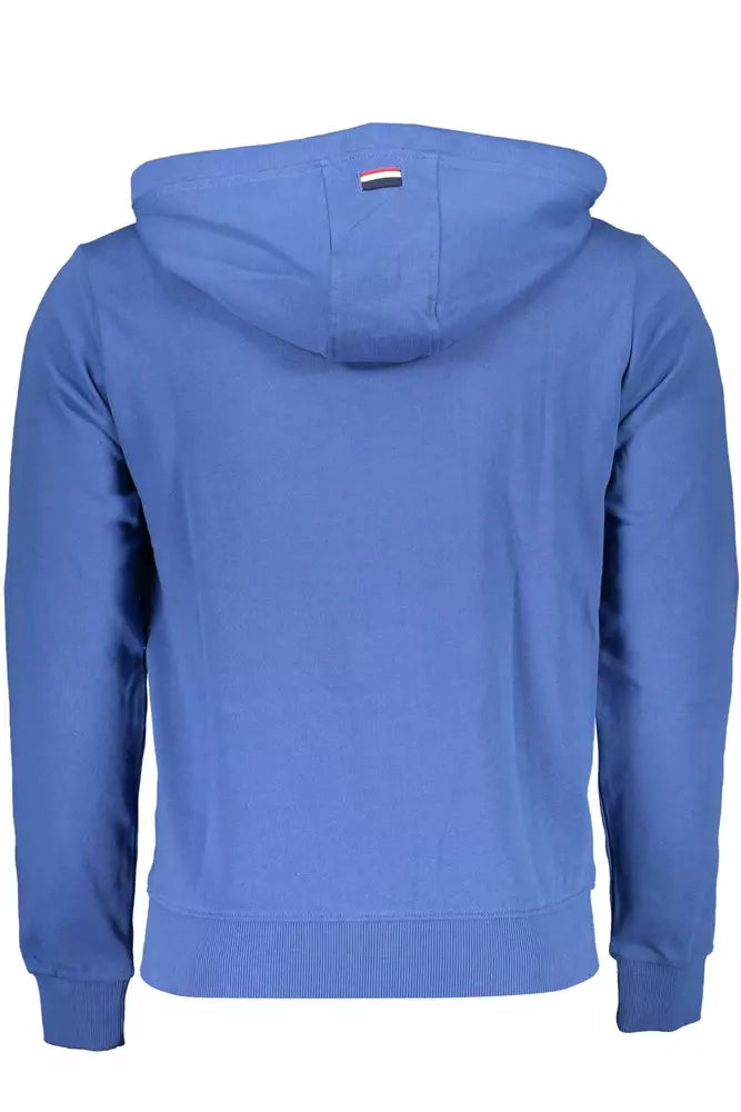 Chic Blue Cotton Hooded Sweatshirt