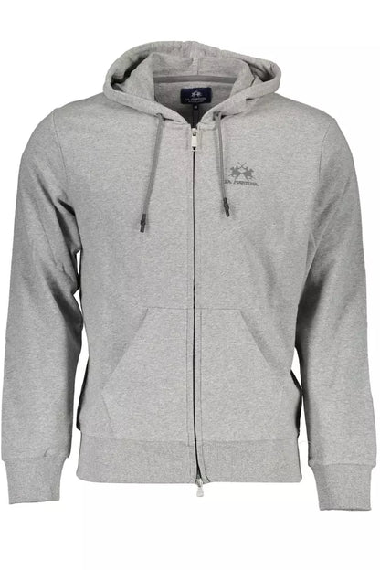 Elegant Gray Cotton Hooded Sweatshirt