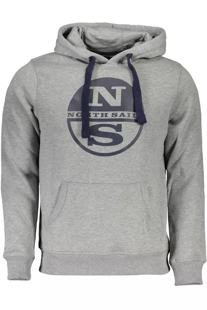 Elegant Gray Hooded Sweatshirt with Logo