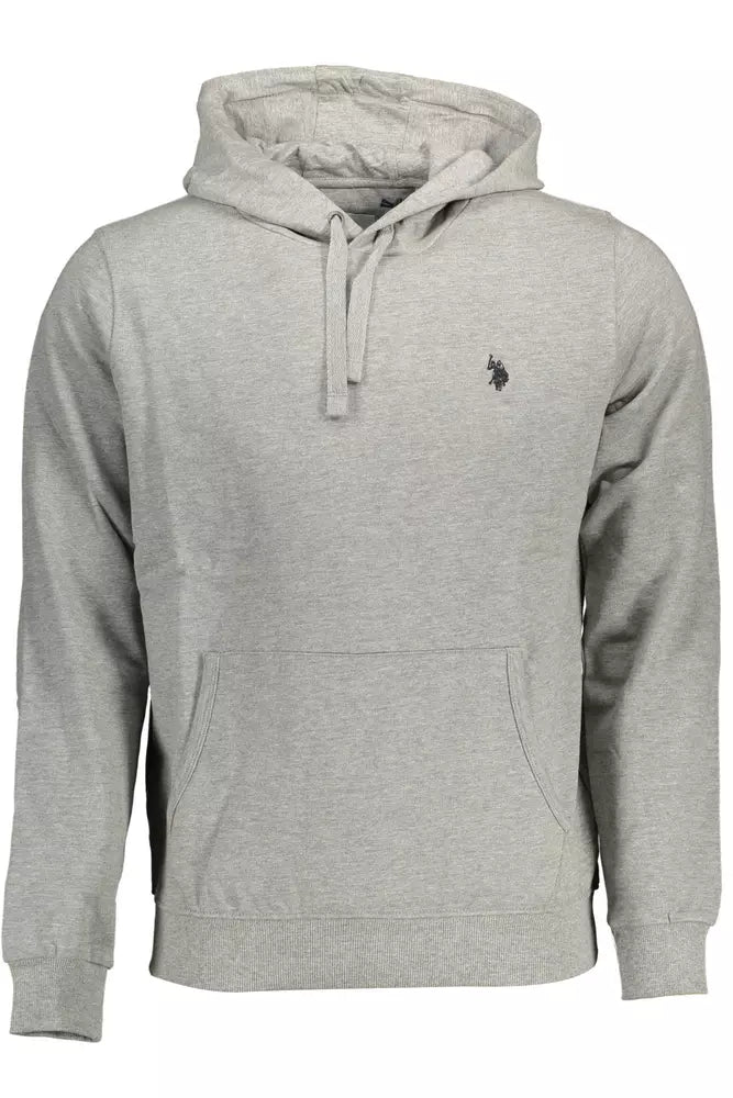 Chic Gray Hooded Sweatshirt with Embroidered Logo