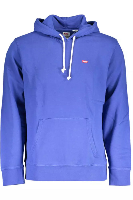 Chic Blue Cotton Hooded Sweatshirt