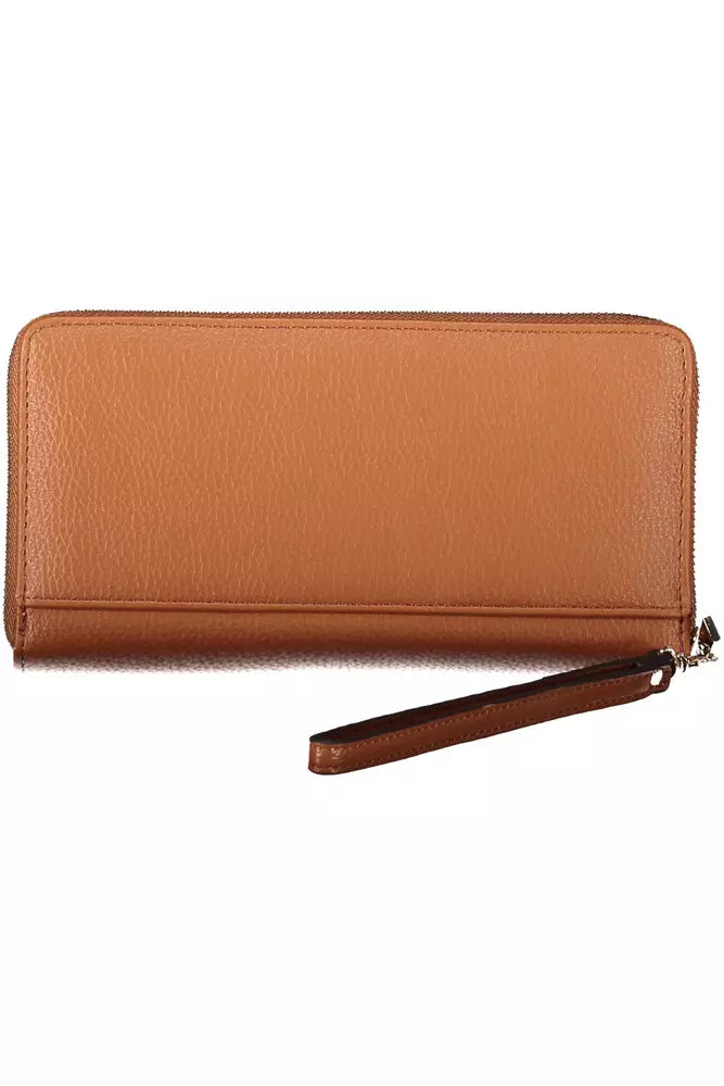 Chic Brown Polyethylene Wallet with Coin Purse