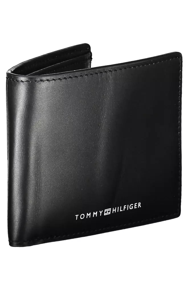 Elegant Black Leather Wallet with Logo Detail