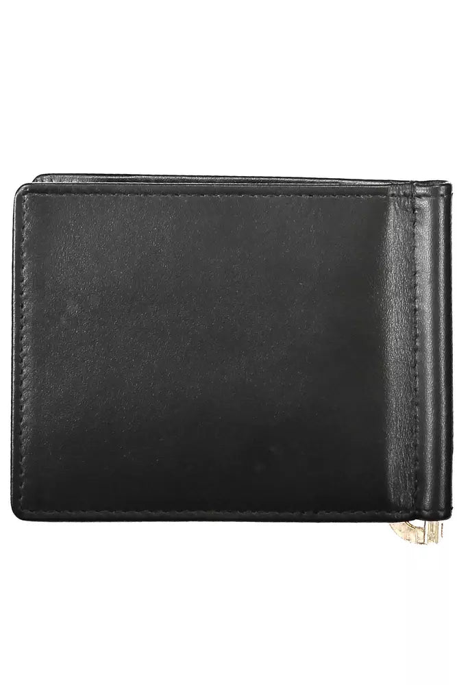 Sleek Black Leather Money Clip Wallet