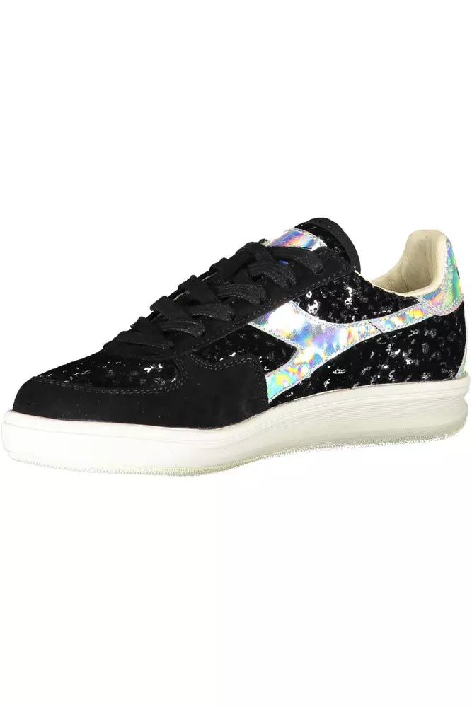 Black Leather Womens Sneaker