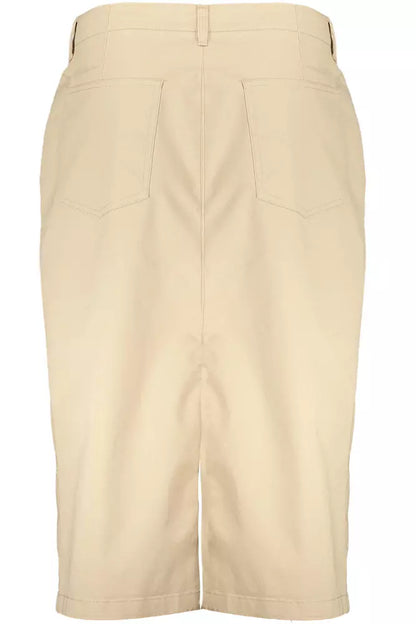 Chic Beige Longuette Skirt with Classic Button Detail