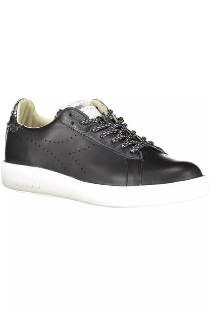 Black Leather Women Sneaker