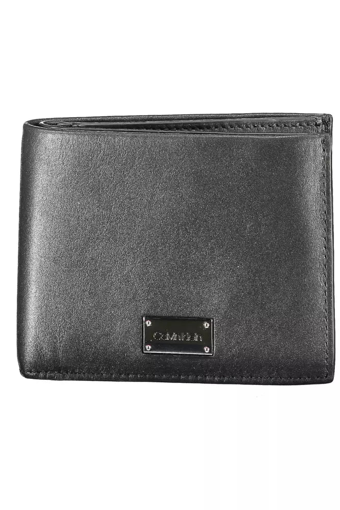 Sleek Black Leather Dual-Compartment Wallet