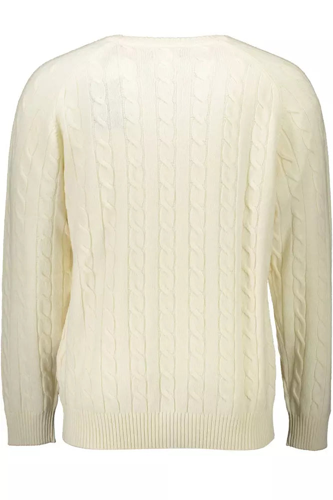 White Wool Men Sweater