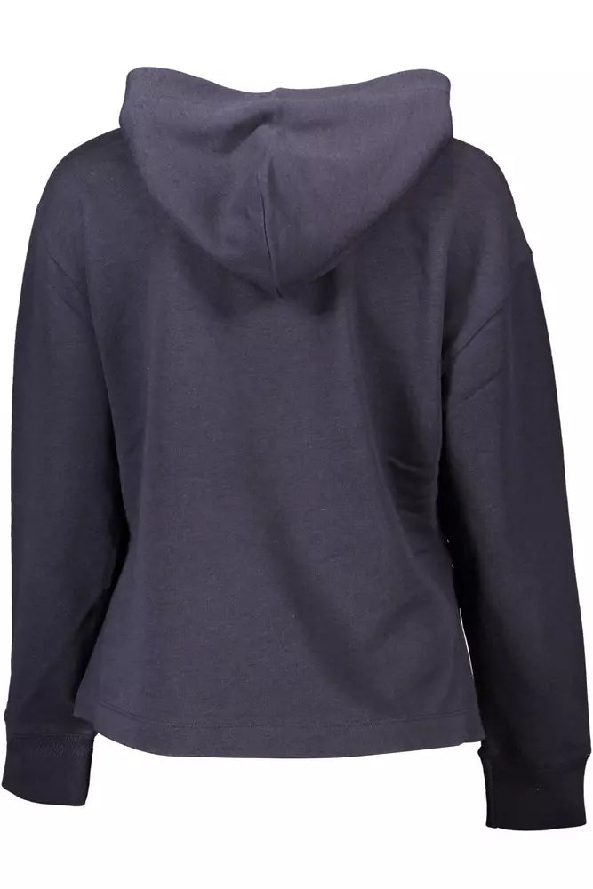 Chic Blue Hooded Sweatshirt with Side Slits