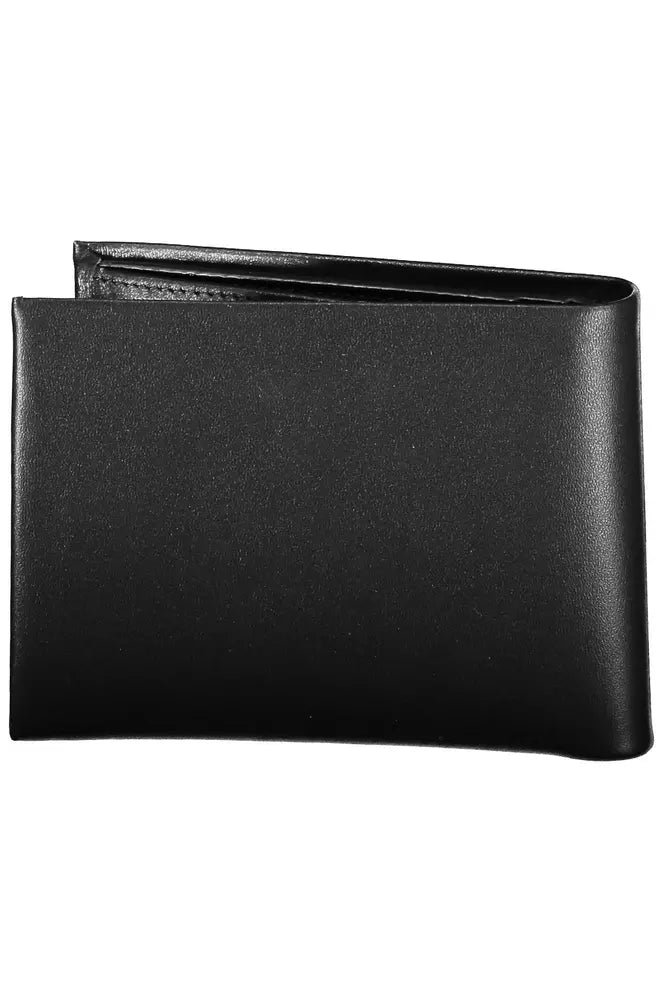 Sleek Black Leather Wallet with Coin Purse