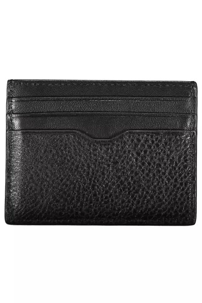 Sleek Leather Card Holder with Contrast Detail