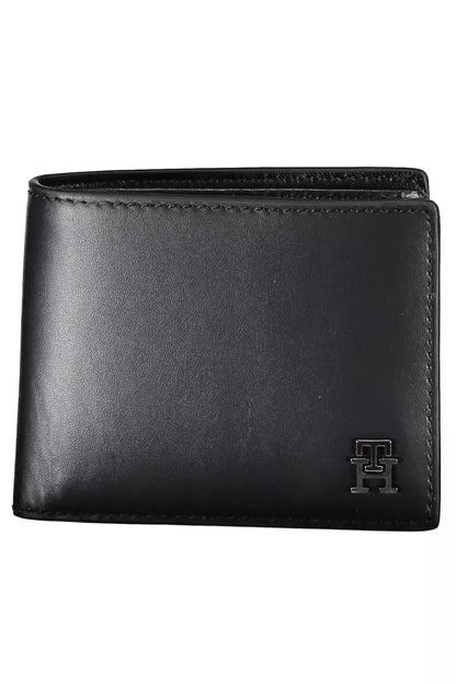 Sleek Black Leather Wallet with Contrast Accents