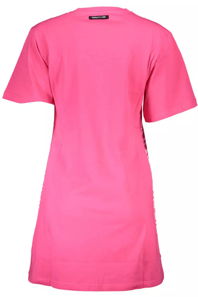 Chic Pink Print Short Sleeve Dress