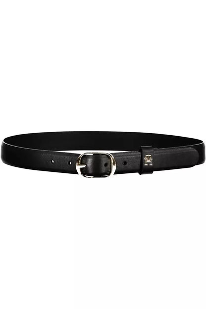 Sleek Leather Belt with Signature Metal Buckle