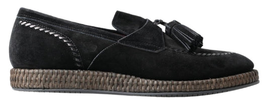 Elegant Black Suede Espadrilles Sneakers