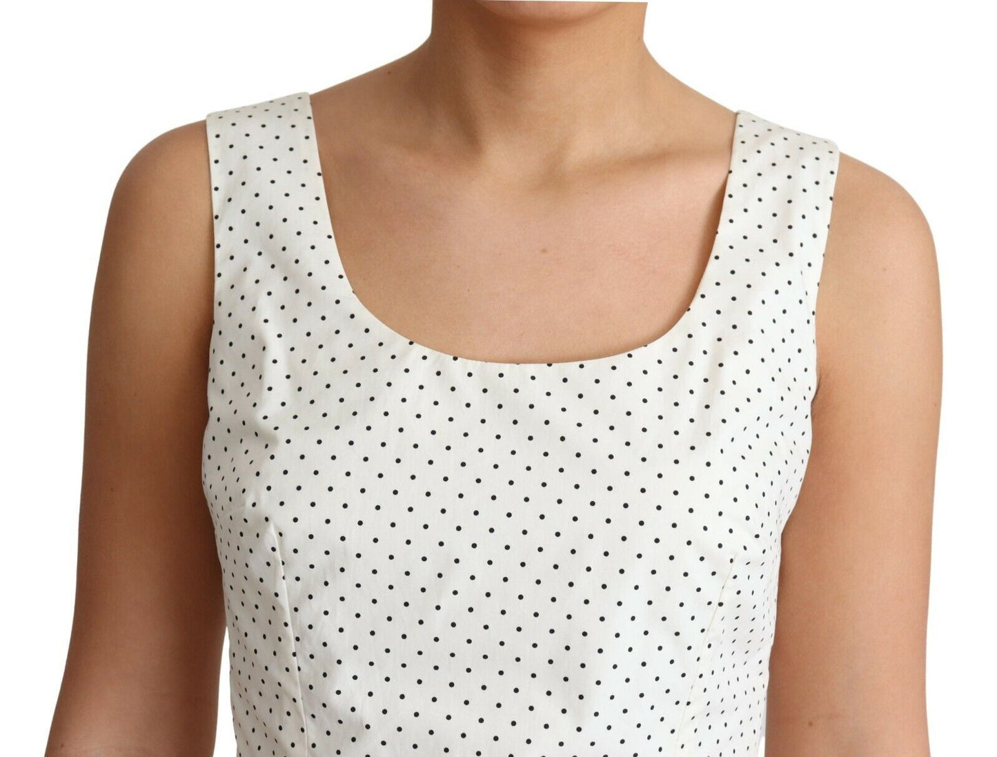 Elegant Sleeveless A-Line Polka Dotted Dress