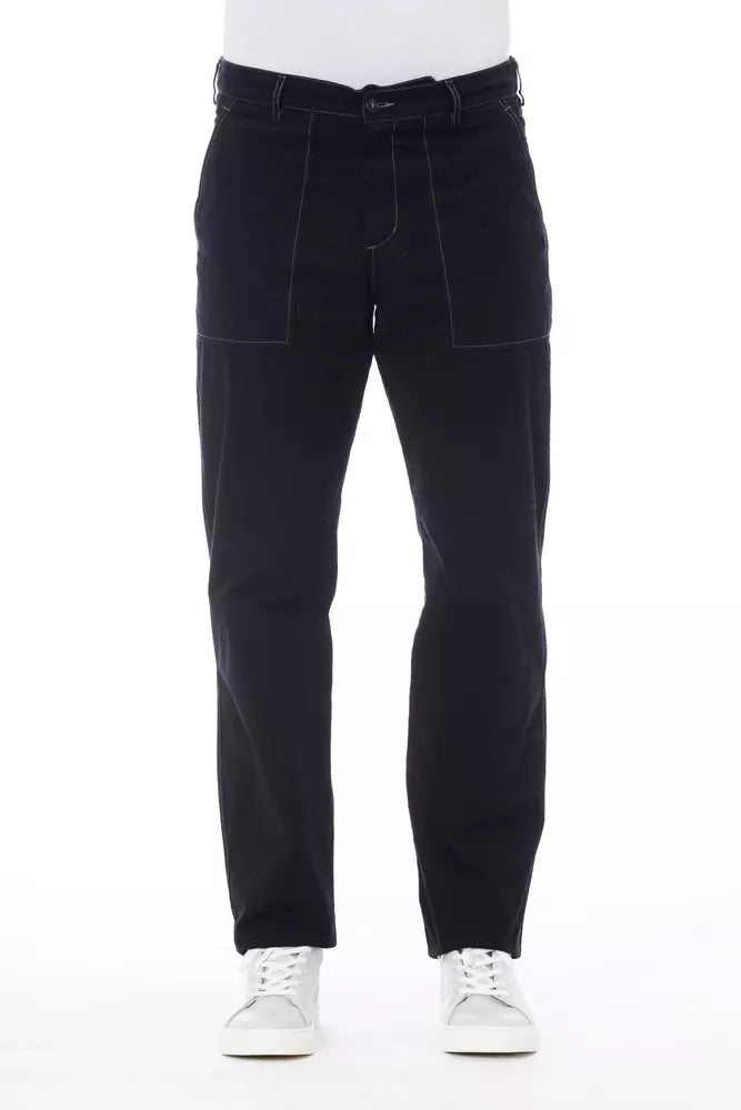 Blue Cotton Men Pant